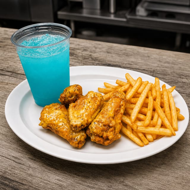 Lunch Special - 4 Wings Combo.